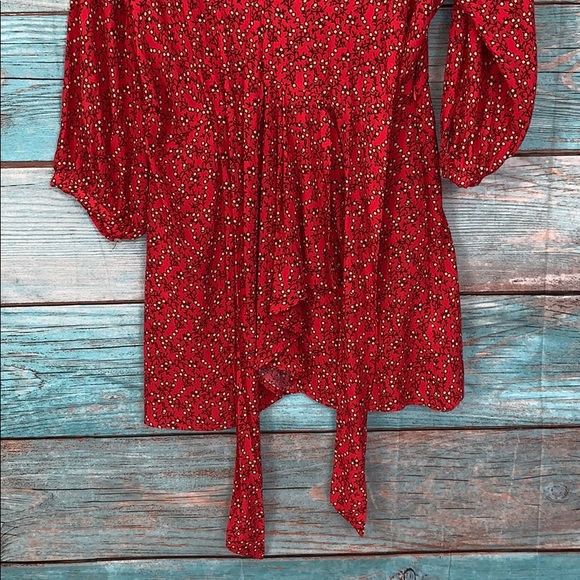 Free People NWT Clara Front Tie Tunic Dress Red - Picture 4 of 7
